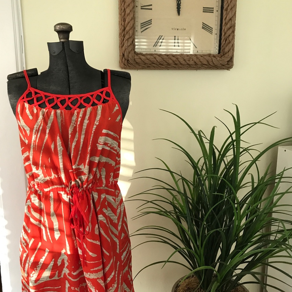 Orange and white summer dress